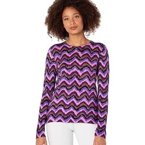 J. Crew Groovy Coloful Chevron Printed LS Soft 100% Merino Wool Knit "Tippi" Top